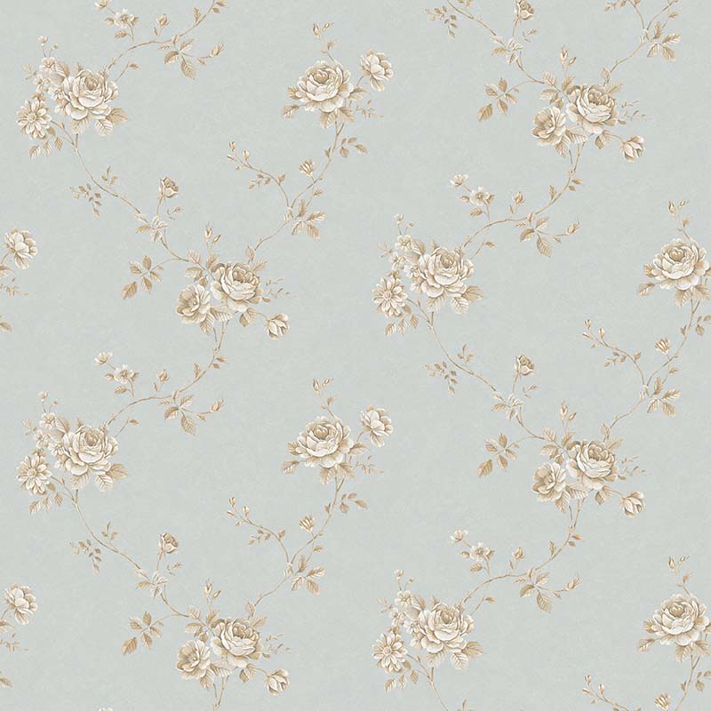 Papier peint FLEUR BEIGE  FOND  BLEU  G67632 de la 